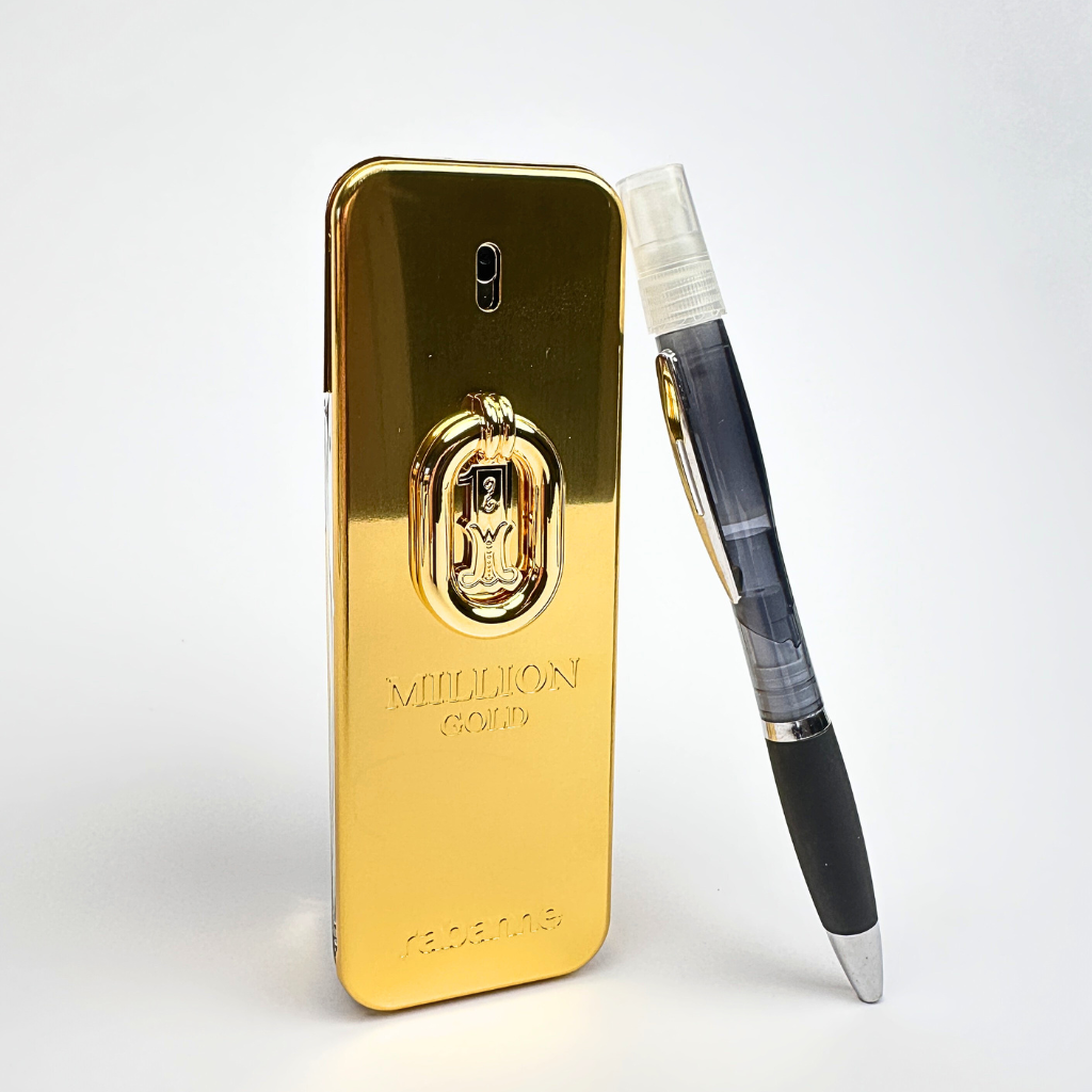RABANNE Million Gold мъжки парфюм отливка в химикал– интензивен аромат с подправки, дървесни нотки и сладък акцент. Parfum